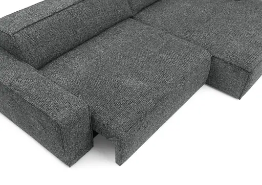 Ecksofa - 2-Sitzer mit Longchair rechts, Sitzvorzug motorisch, Stoff, Anthrazit