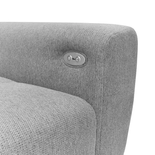 Ecksofa -2-Sitzer mit Longchair rechts, Kopfteil verstellbar, Sitztiefe verstellbar motorisch, Stoff, Hellgrau