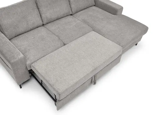 Ecksofa - 2-Sitzer mit Longchair rechts, Stoff, Sibergrau