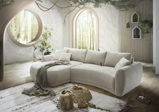 Ecksofa JOSUA - 3-Sitzer, Ecke rechts, Stoff, Beige