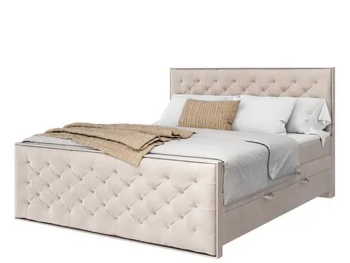 Boxspringbett- Liegefläche ca. 200x200 cm, Stoff, Creme