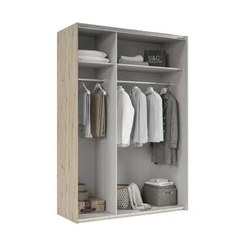 Schwebetürenschrank- B ca. 150 cm, Eiche Dekor 