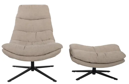 Relaxsessel mit Hocker - drehbar, Webstoff, Sand