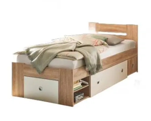 Kojenbett- Liegefläche ca. 90x200 cm, Eiche Dekor, Weiß