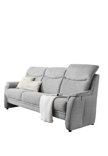Sofa EM Sill - 3-Sitzer, mit Kopfteilverstellung, Stoff, Grau