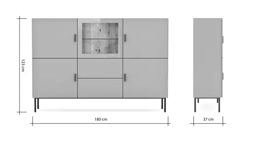 Highboard Palos - Lack, Hellgrau