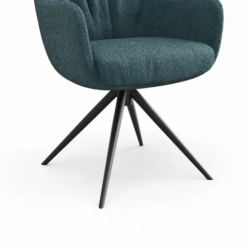 Armlehnstuhl Mis Legere - Boucle, Blau, Stativ, Anthrazit