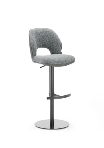 Barhocker MAILE - drehbar, höhenverstellbar, Stoff, Grau, Anthrazit