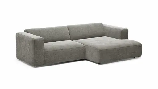 Ecksofa Laja - 1-Sitzer mit Longchair rechts, Stoff, Steingrau