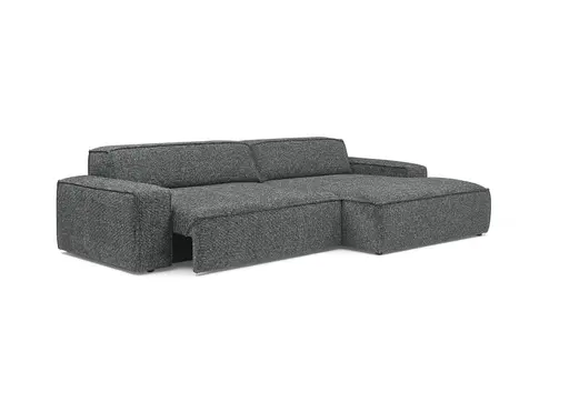 Ecksofa - 2-Sitzer mit Longchair rechts, Sitzvorzug motorisch, Stoff, Anthrazit