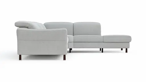 Ecksofa Rafaela - 2,5-Sitzer, Ecke rechts, Kopfteil verstellbar (manuell), Webstoff, Ecru