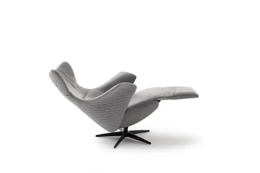 Relaxsessel Follina - Relaxfunktion (motorisch), Leder, Stoff, Grau