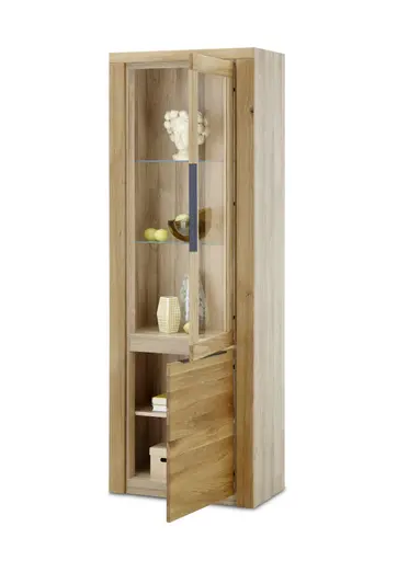 Vitrine - Eiche Dekor, Eiche Massiv, Geölt, Glas