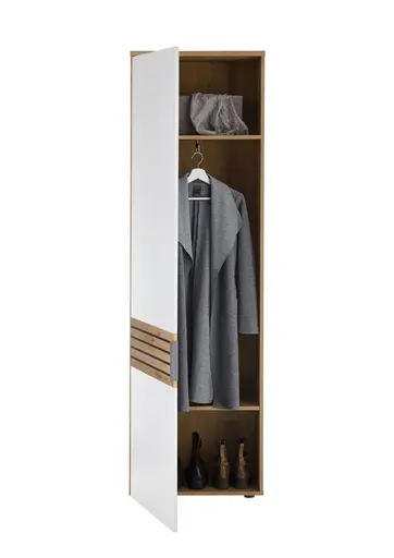 Garderobenschrank - B ca. 60 cm, Artisan Eiche Nachbildung, Weiß