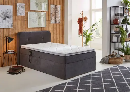 Boxbett - Liegefläche ca. 120x200 cm, Stoff, Grau