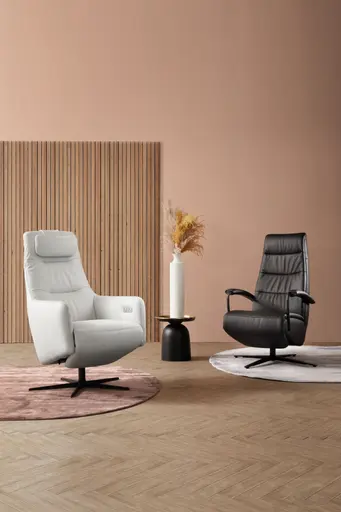 Relaxsessel Rafael - inkl. Relaxfunktion (motorisch), Leder, Schwarz