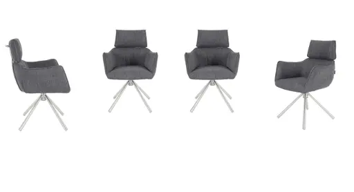 Armlehnstuhl MASHA - drehbar, Stoff, Grau