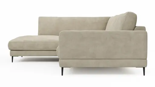 Ecksofa Janne - Ecke links, 2-Sitzer, Feincord, Sand