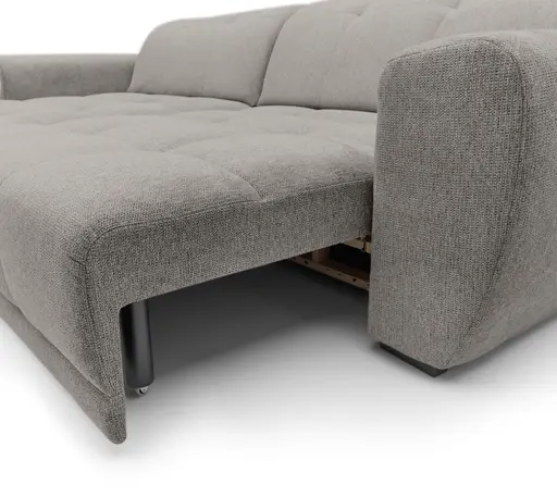 Ecksofa - Longchair links mit 2-Sitzer, Kopfteil verstellbar, Sitztiefe verstellbar motorisch, Stoff, Taupe