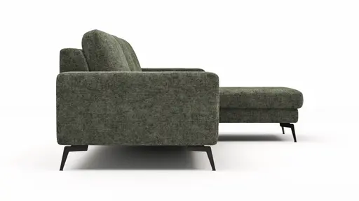 Ecksofa Enna - 3-Sitzer mit Longchair rechts, Armlehne A, Stoff, Olivgrün