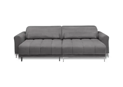 Ecksofa MINAO - 1,5-Sitzer mit Longchair rechts, Sitztiefe verstellbar motorisch, Kopfteil verstellbar, Stoff, Graphite