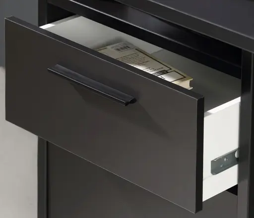 Schreibtisch FJODOR - mit Beleuchtung, Schwarz matt