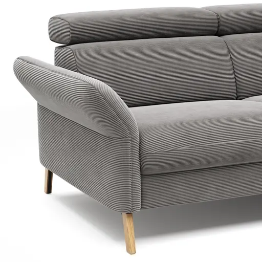 Sofa Maryville - 2,5-Sitzer mit Eckelement und Abschlussteil medium rechts, inkl. Kopfteil verstellbar, Stoff, Grau