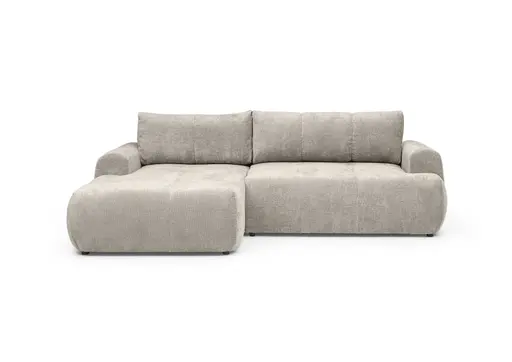 Ecksofa - Longchair links mit 2-Sitzer, Stoff, Beige