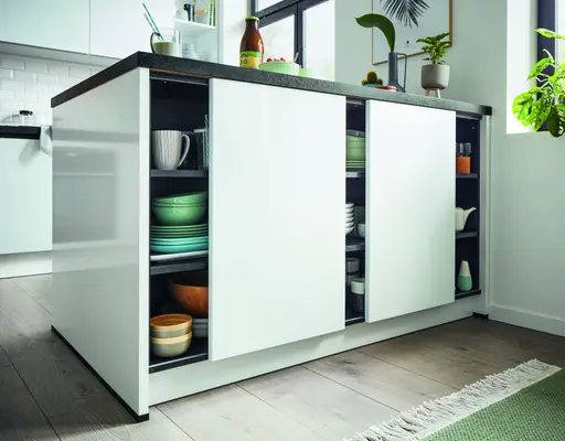 Inselküche 51.160 GL 10 520, Kristallweiß Hochglanz