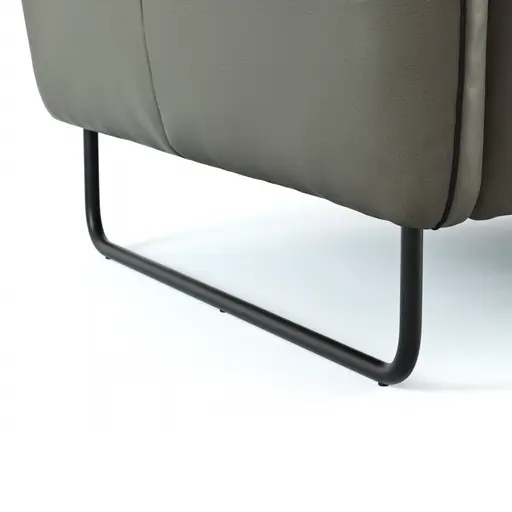 Sofa Victoria - 2,5-Sitzer inkl. Kopfstütze/Armlehne verstellbar, Leder, Grau