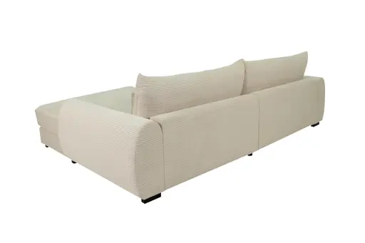 Ecksofa - 3-Sitzer mit Longchair rechts, Cord, Creme