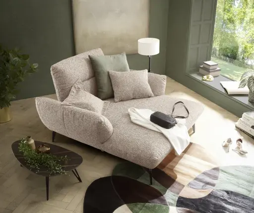 Sessel PAYTON - Loveseat inkl. Rückenneigung, Stoff, Creme