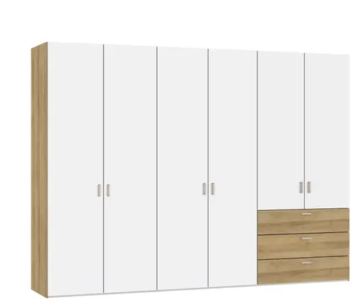 Drehtürenschrank JOIN IT- B ca. 303 cm, Eiche Dekor, Weiß