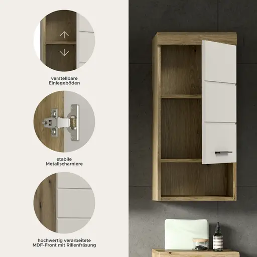 Hängeschrank - B ca. 37 cm, Evoke Eiche Nachbildung, Kaschmir