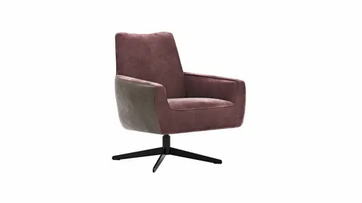 Drehsessel Matina - Größe M, Leder&Stoff, Nougat, Weinrot