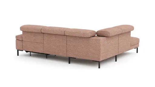 Ecksofa Hudson - Ecke links mit 2,5-Sitzer, inkl. Kopfteil/Armlehne verstellbar und Sitzvorzug/Relaxfunktion (motorisch), Stoff, Kupfer