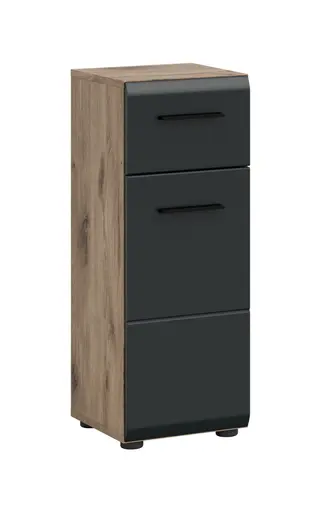 Standschrank - B ca. 30 cm, Nox Eiche Nachbildung, Schwarz