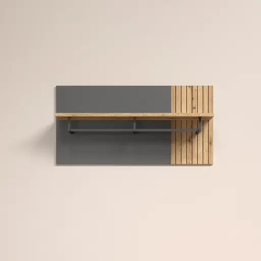 Garderobenpaneel - B ca. 80 cm, Anthrazit, Eiche Coast Evoke Nachbildung