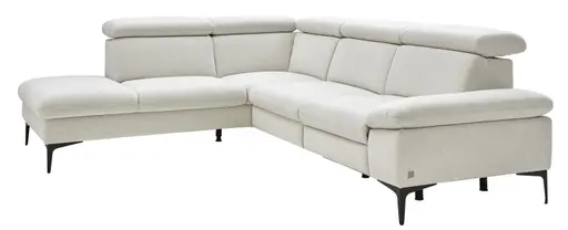 Ecksofa Felipa - Ecke links mit 2,5-Sitzer inkl. Kopfteil verstellbar, Stoff, Natur