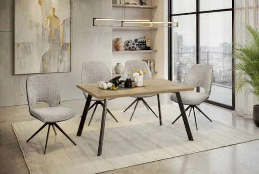 Esstisch - LB ca. 140x90 cm, Asteiche, Schwarz