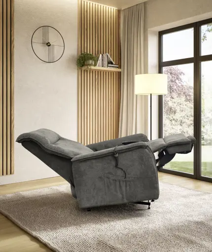 TV-Sessel MIKLAS - Aufstehhilfe, Relaxfunktion, Stoff, Grau