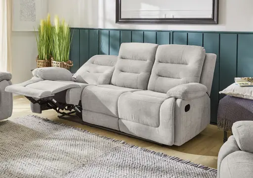 Sofa - 3-Sitzer, Relaxfunktion, Stoff, Grau