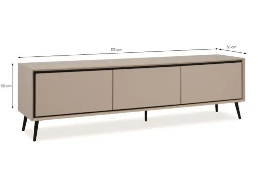 Lowboard - B ca. 175 cm, Sand, Schwarz