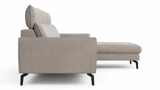 Ecksofa Avela - 2,5-Sitzer mit Longchair rechts inkl. Kopfteile verstellbar, Stoff, Bisquit