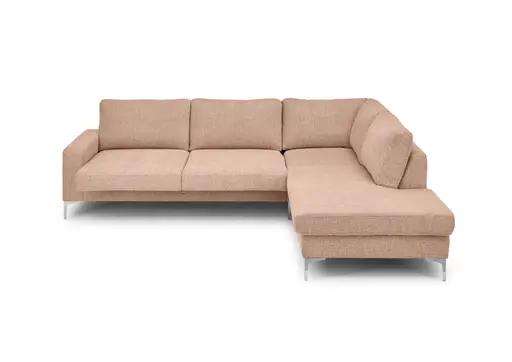Ecksofa CALM 2.0 - 2,5-Sitzer mit Ecke rechts, Schlaffunktion mit Bettkasten, Stoff, Pfirsich
