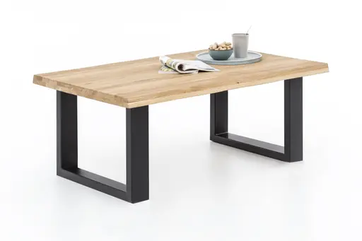 Couchtisch - LB ca. 110x70 cm, Eiche massiv geölt, Schwarz