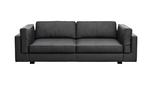 Sofa Aprino 3 - 3,5-Sitzer XXL, Dickleder, Schwarz, Armlehne Kissen