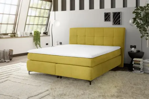 Boxspringbett- Ligefläche ca. 180x200 cm, Stoff, Curry