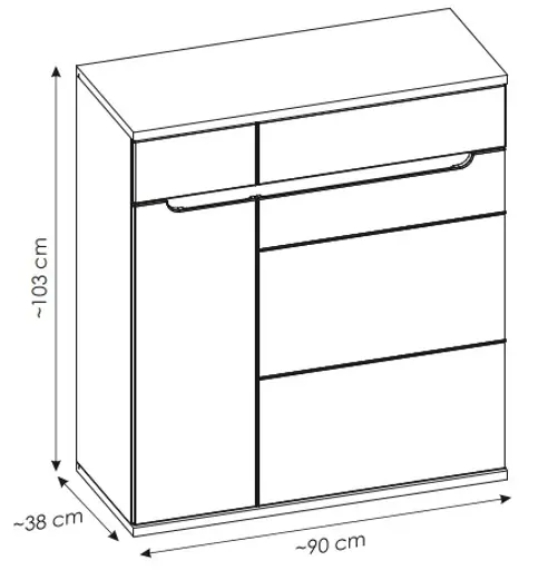 Schuhschrank - B ca. 90 cm, Kaschmir, Nussbaum Nachbildung