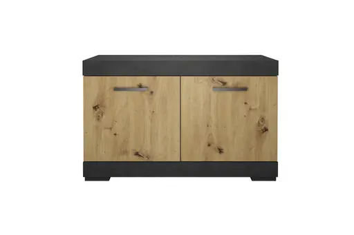 Garderobenbank- Grau, Eiche Dekor